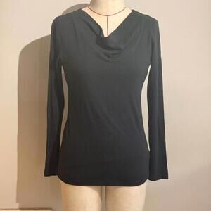 Fig Safari Women Size M Black Bamboo Organic Cotton Long Sleeve Boat Neck‎ Shirt